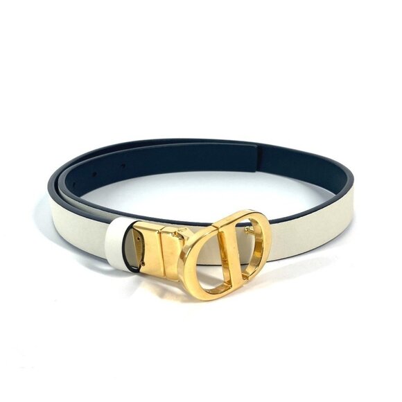CHRISTIAN DIOR White Leather CD Buckle Accessory Belt - Picture 1 of 11